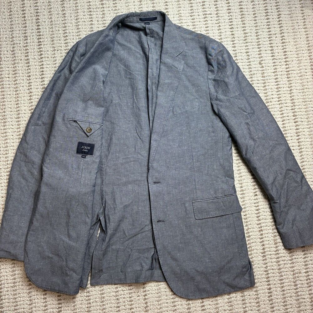 J Crew Ludlow Baird McNutt Linen Blend Blazer Mens 40L Light Blue Jacket Coat
